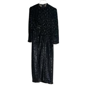 Bob Mackie Evening Dress Whimsical Goth Black Velvet Burnout Shimmer Vintage 80s